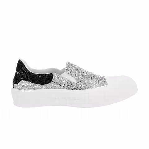 Alexander McQueen Deck Plimsoll Slip-On 'White Black Crystal'