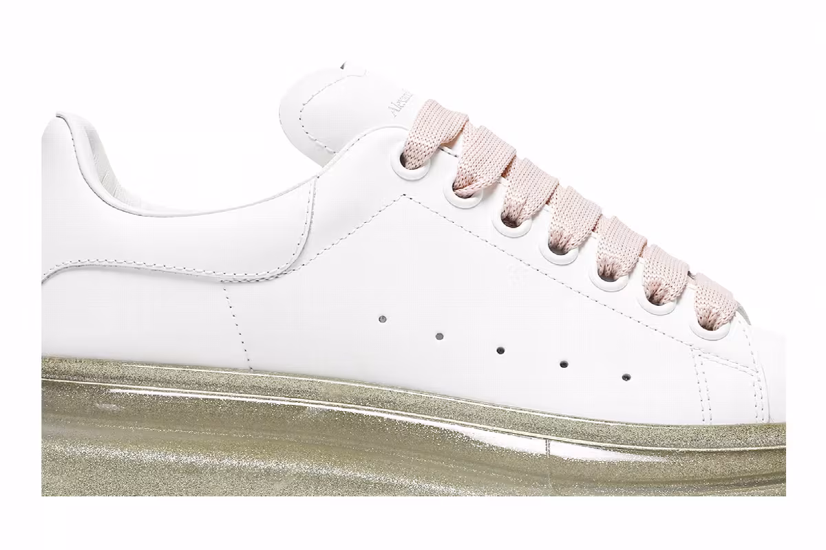 Alexander McQueen Women's Oversized Sneaker Transparent Rose Gold Glitter, view 3
