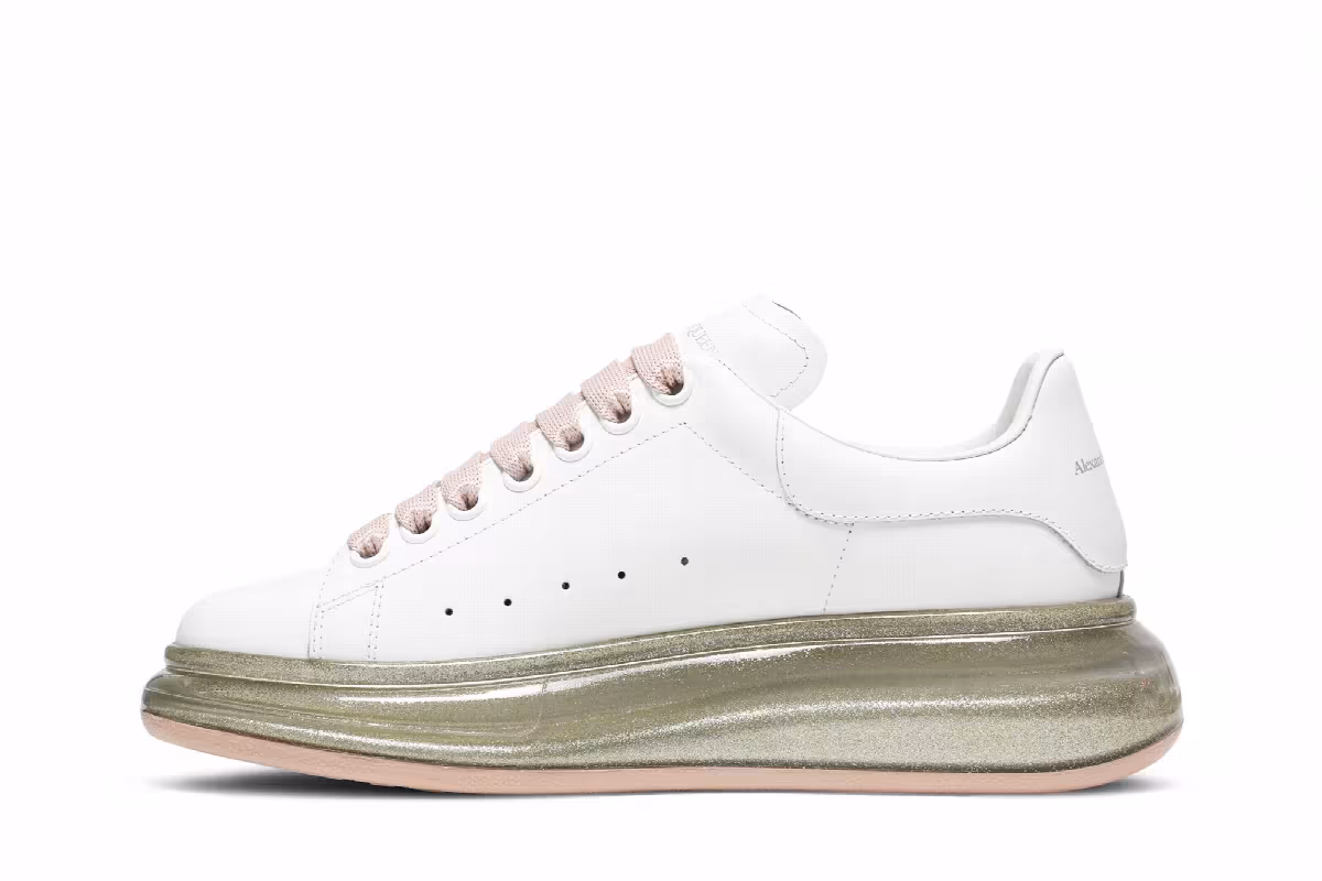 Alexander McQueen Women's Oversized Sneaker Transparent Rose Gold Glitter, view 4