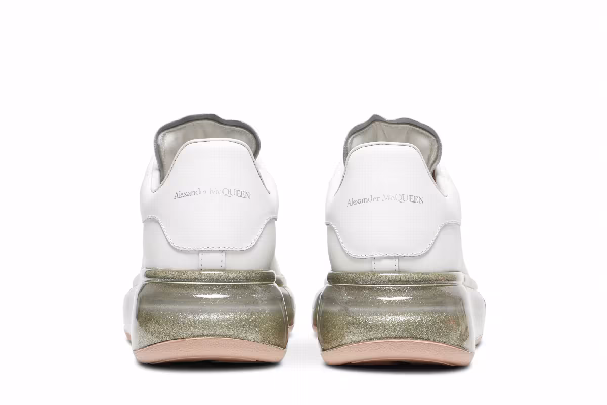 Alexander McQueen Women's Oversized Sneaker Transparent Rose Gold Glitter, view 7