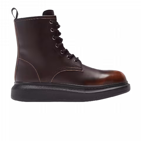 Alexander McQueen Leather Wedge Lace-Up Boot 'Brown Burnt Orange'