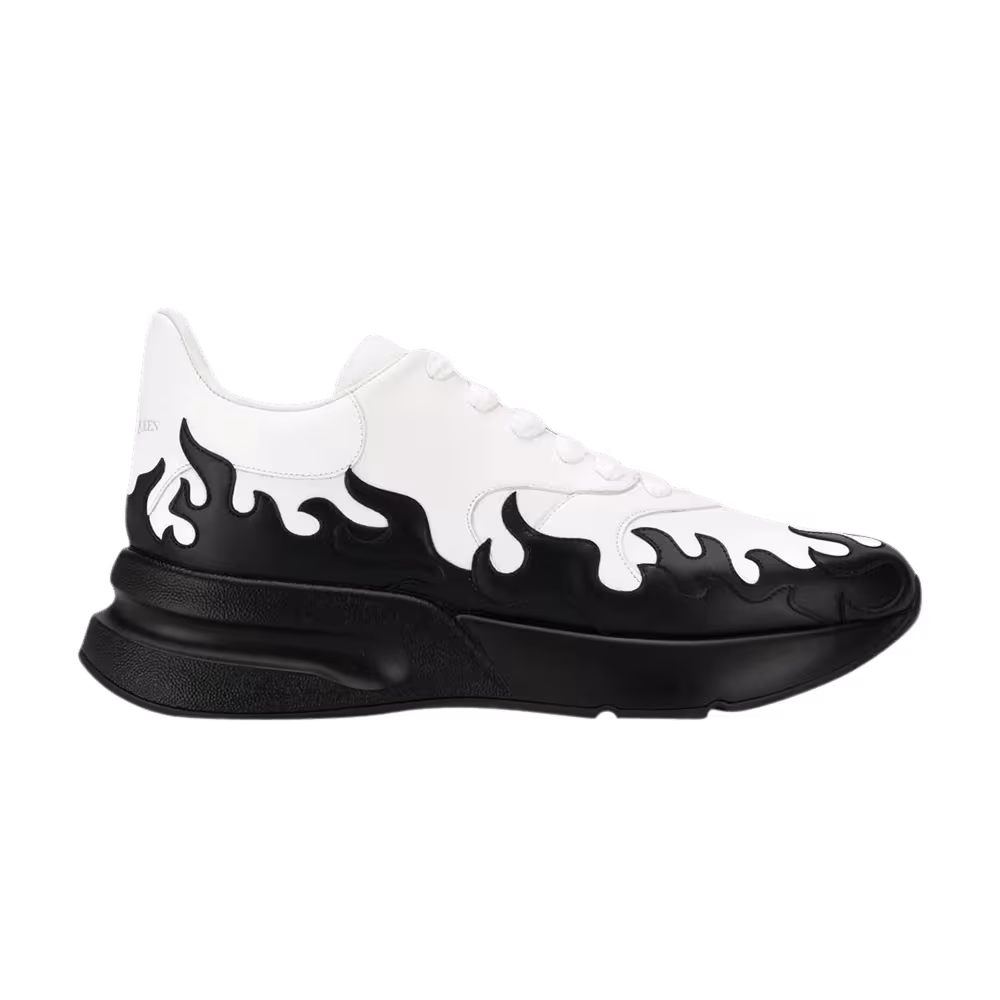 Alexander McQueen Oversized Runner White Black Flames