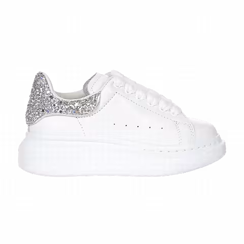 Alexander McQueen Oversized Sneaker Kids 'White Silver Glitter'