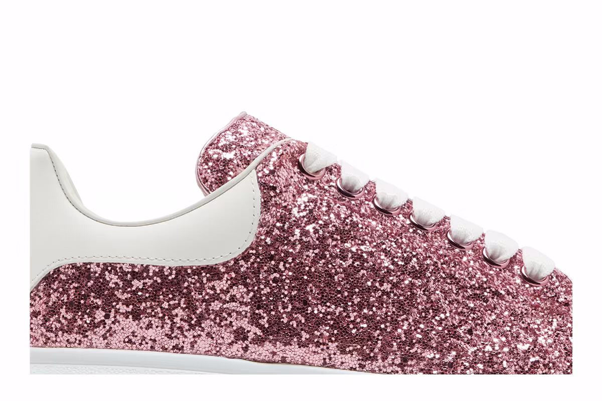Alexander McQueen Women's Oversized Sneaker Pink White Glitter, view 3