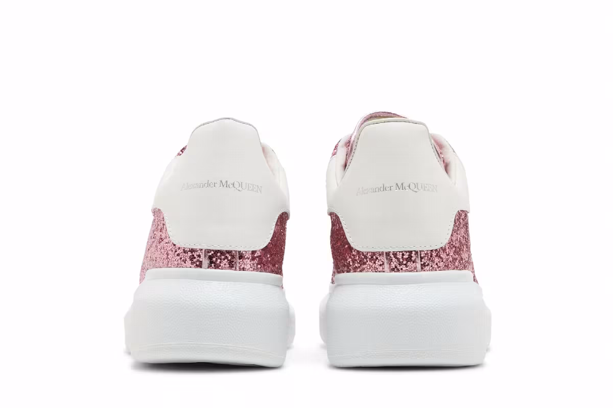 Alexander McQueen Women's Oversized Sneaker Pink White Glitter, view 7