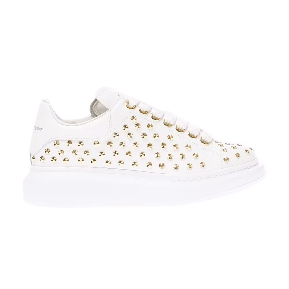 Alexander McQueen Women's Oversized Sneaker White Gold Spikes