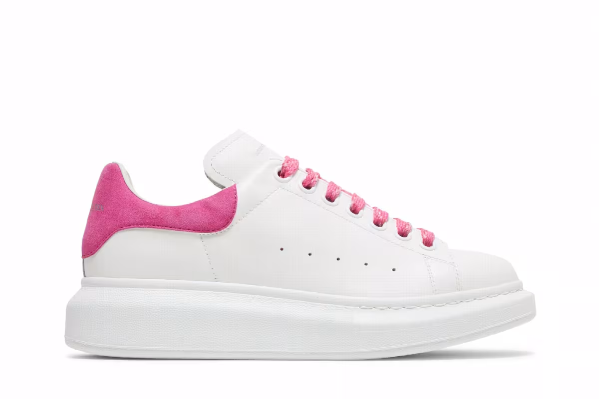Alexander McQueen Women's Oversized Sneaker White Hot Pink, view 2