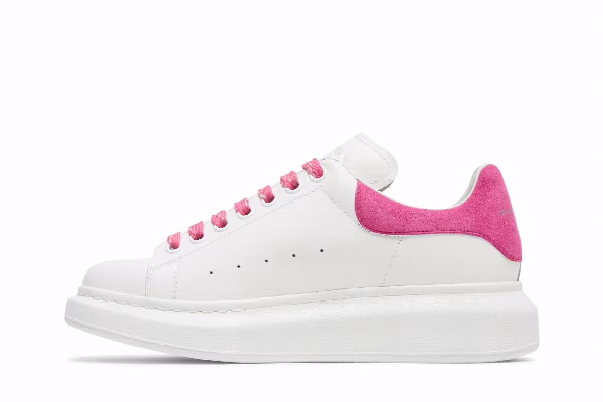 Alexander McQueen Women's Oversized Sneaker White Hot Pink, view 4