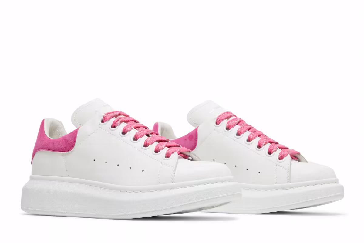 Alexander McQueen Women's Oversized Sneaker White Hot Pink, view 9