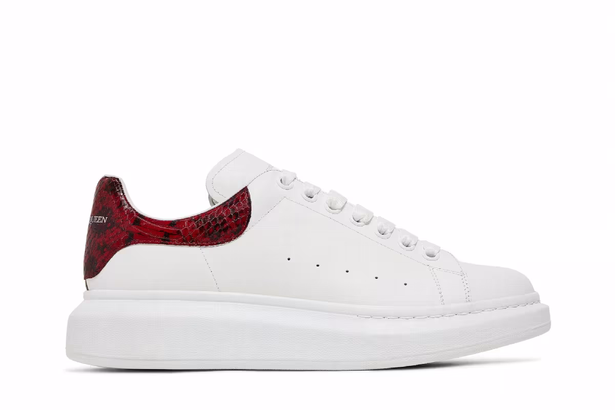 Alexander McQueen Oversized Sneaker White Red Python, view 2