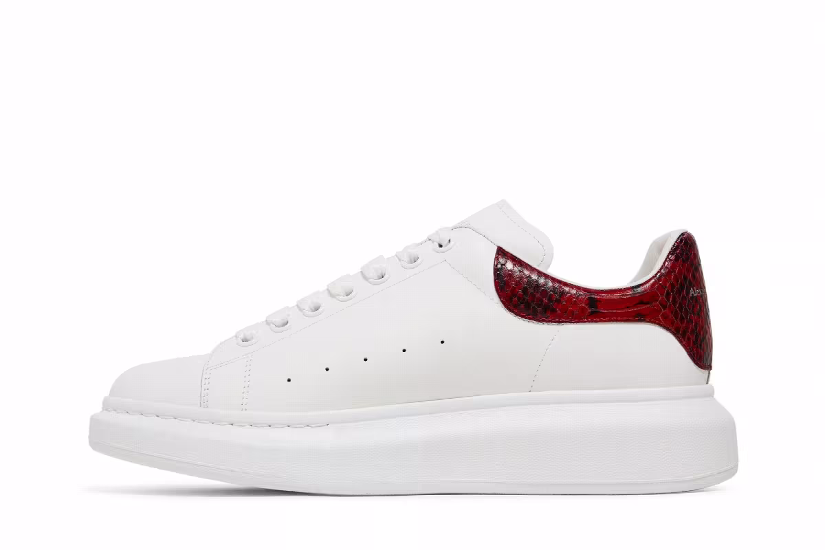 Alexander McQueen Oversized Sneaker White Red Python, view 4