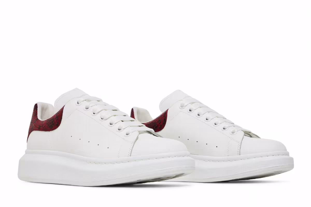 Alexander McQueen Oversized Sneaker White Red Python, view 9