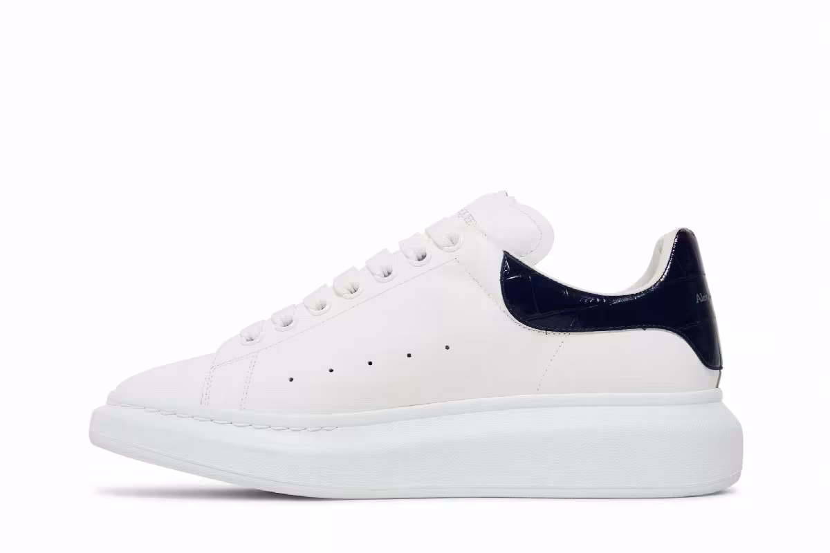 Alexander McQueen Oversized Sneaker White Navy Saks, view 4