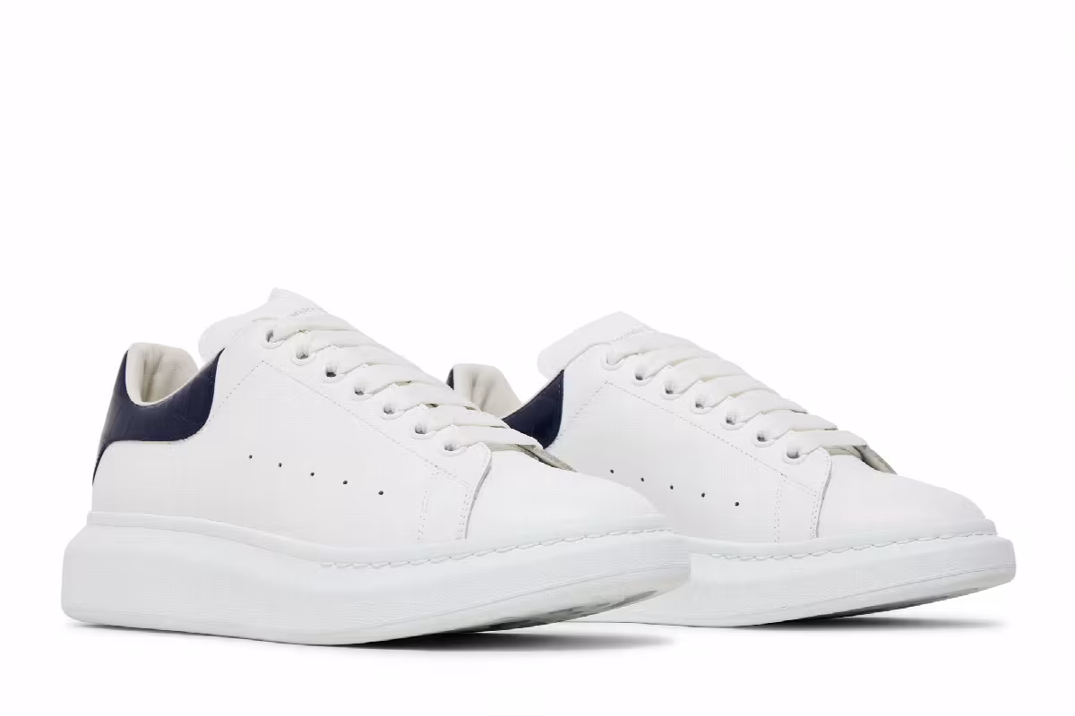 Alexander McQueen Oversized Sneaker White Navy Saks, view 9