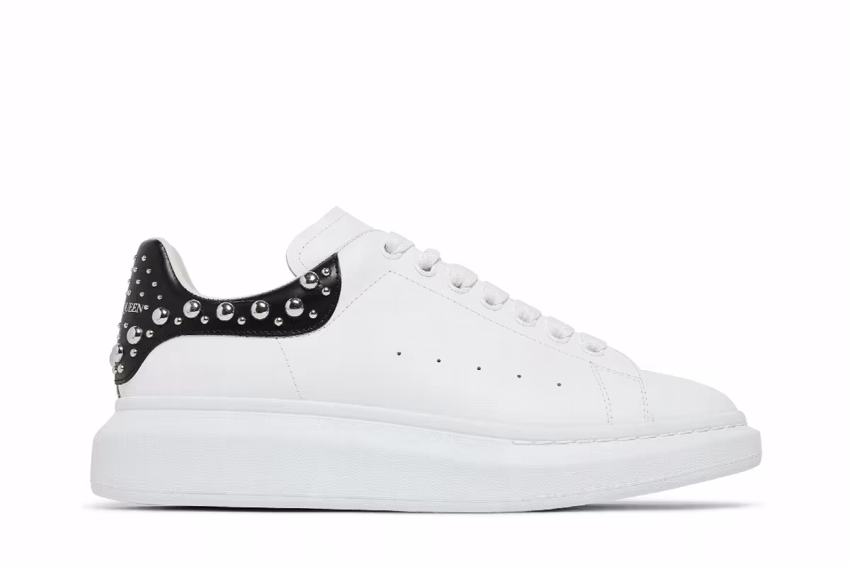 Alexander McQueen Oversized Sneaker White Black Studded, view 2