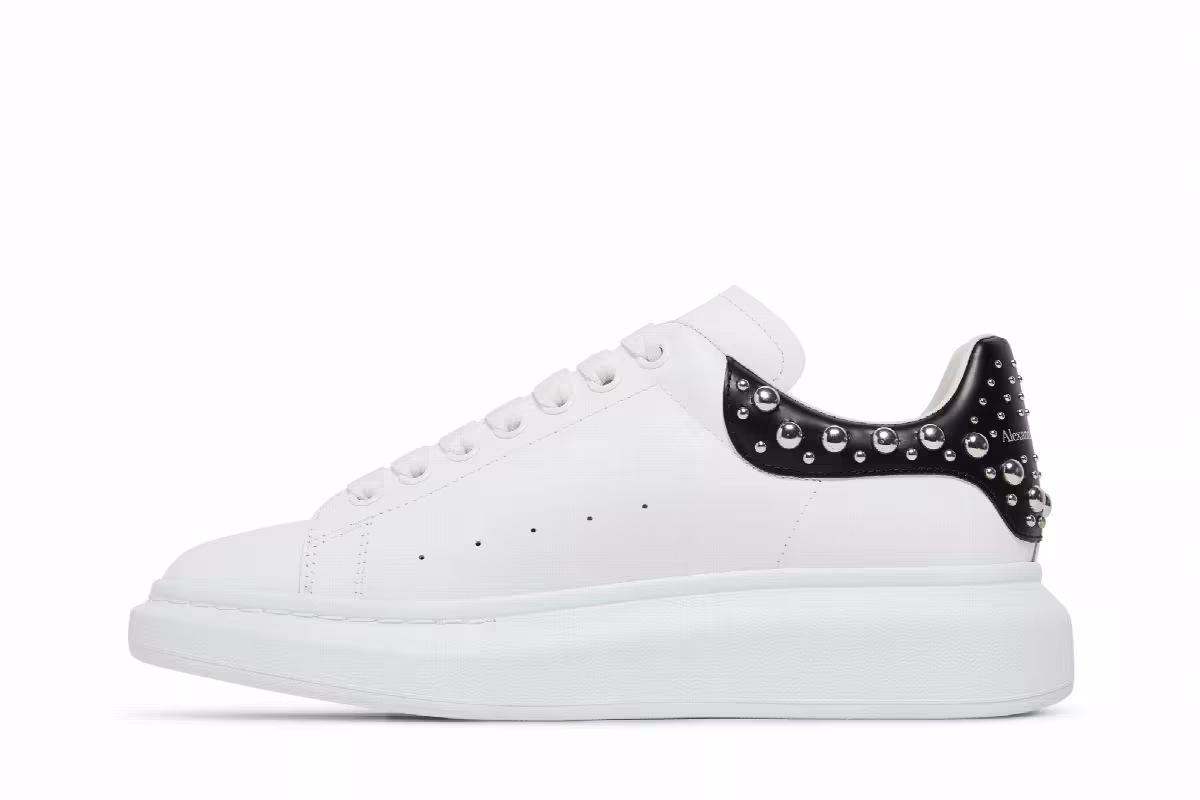 Alexander McQueen Oversized Sneaker White Black Studded, view 4