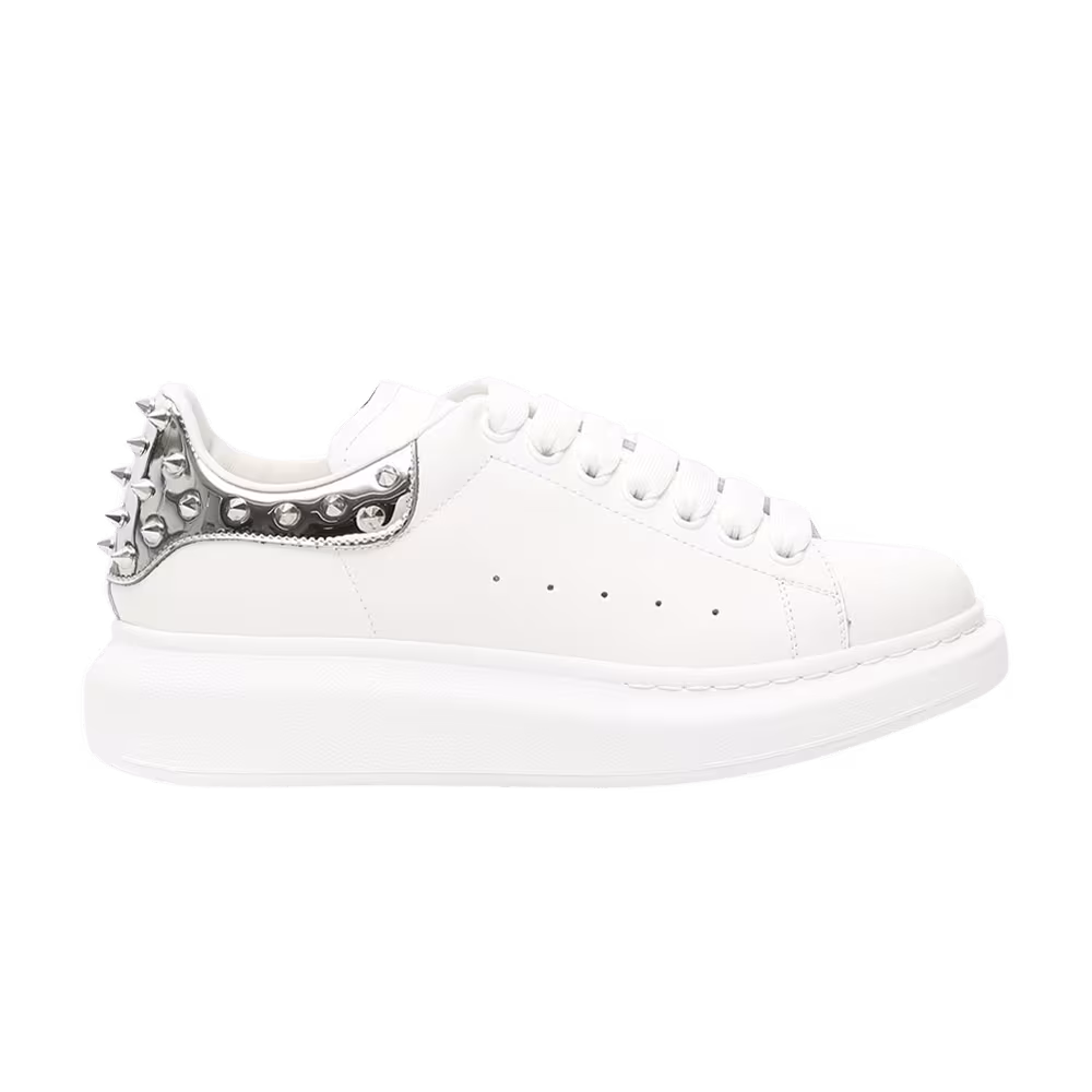 Alexander McQueen Women's Studded Oversized Sneaker White Silver
