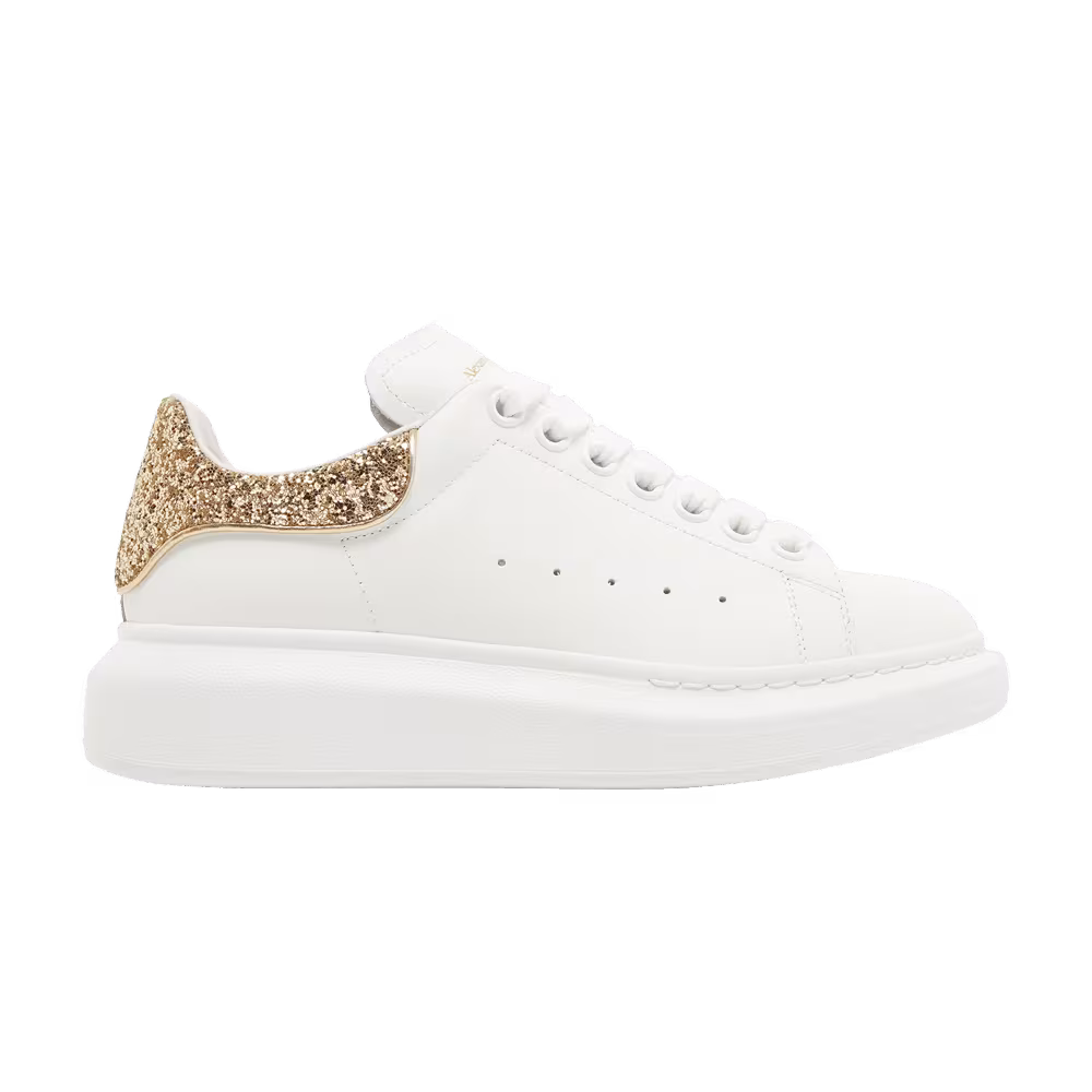 Alexander McQueen Women's Oversized Sneaker White Glitter Gold