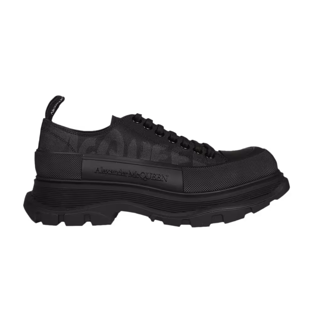 Alexander McQueen Tread Slick Lace Up McQueen Graffiti Logo - Black