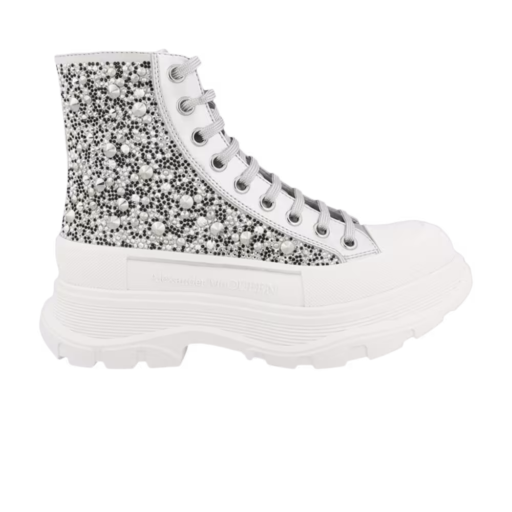 Alexander McQueen Women's Tread Slick Boot Crystal Silver