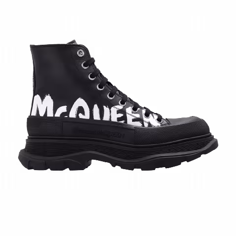 Alexander McQueen Wmns Tread Slick Boot 'Graffiti Logo - Black'