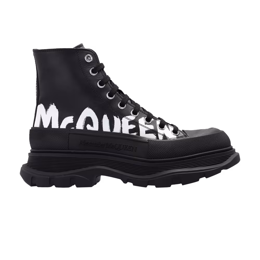 Alexander McQueen Women's Tread Slick Boot Graffiti Logo - Black