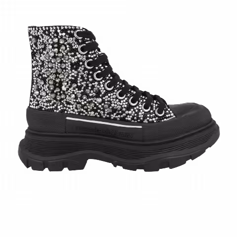 Alexander McQueen Wmns Tread Slick Boot 'Black Silver Crystal'