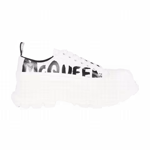 Alexander McQueen Tread Slick Lace-Up 'Graffiti Logo - White Black'