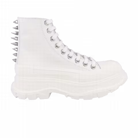 Alexander McQueen Wmns Studded Tread Slick Boot 'White Silver'