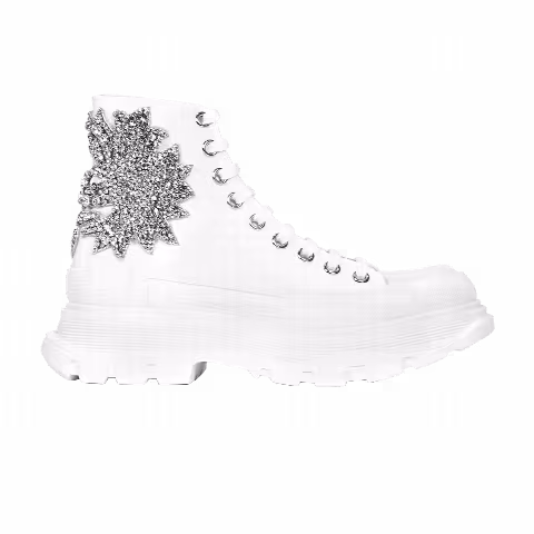 Alexander McQueen Wmns Tread Slick Boot 'Crystal Cloud Embroidery - White'