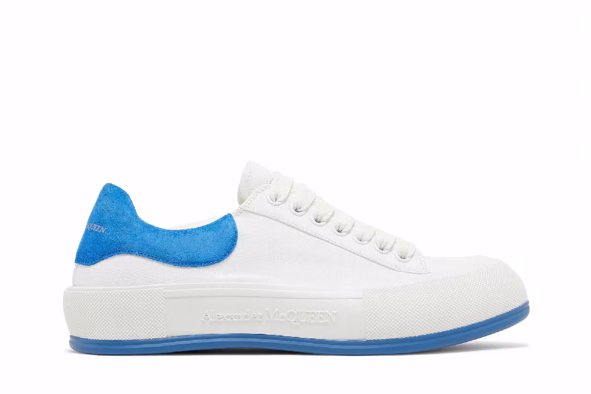 Alexander McQueen Deck Plimsoll Low White Blue, view 2