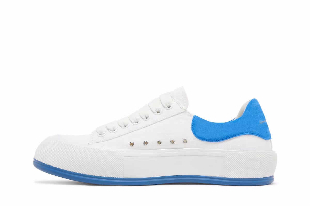 Alexander McQueen Deck Plimsoll Low White Blue, view 4
