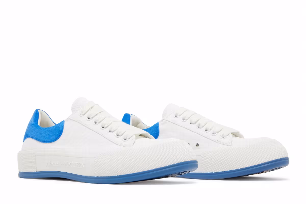Alexander McQueen Deck Plimsoll Low White Blue, view 9