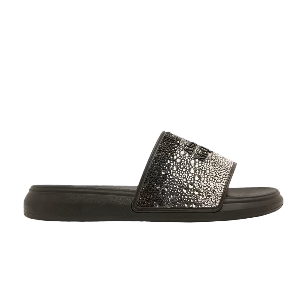 Alexander McQueen Women's Slider Degrade Strass Logo - Black