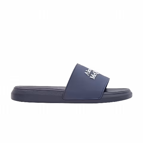Alexander McQueen Logo Pool Slides 'Navy'