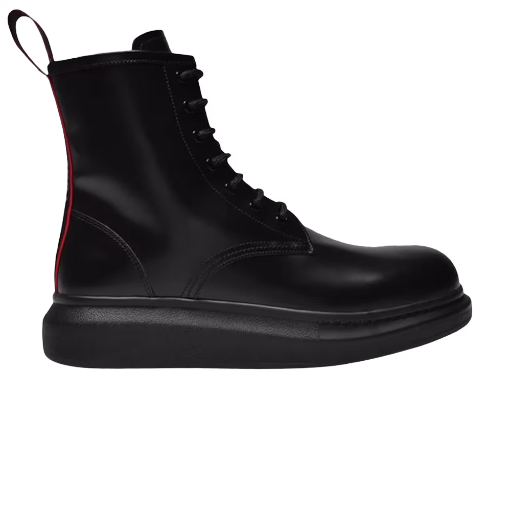 Alexander McQueen Hybrid Lace-Up Chelsea Boot Black Red