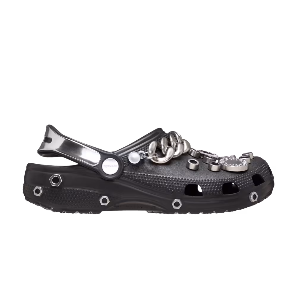 Louane x Crocs Classic Clog Black Metallic Silver Chain