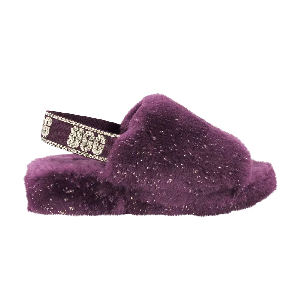 UGG Women's Fluff Yeah Slide Metallic Sparkle - Pinot Noir