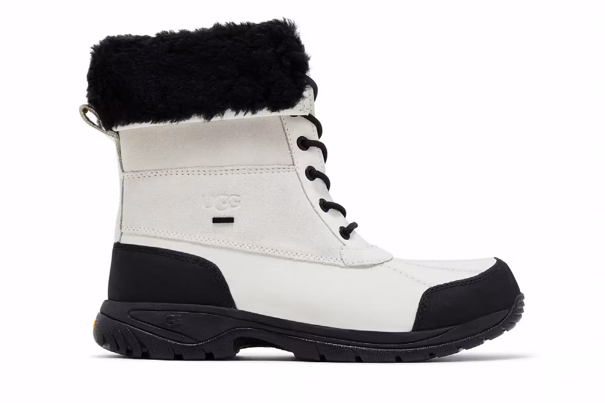 UGG Butte Waterproof Leather Snow Boot White Black, view 2