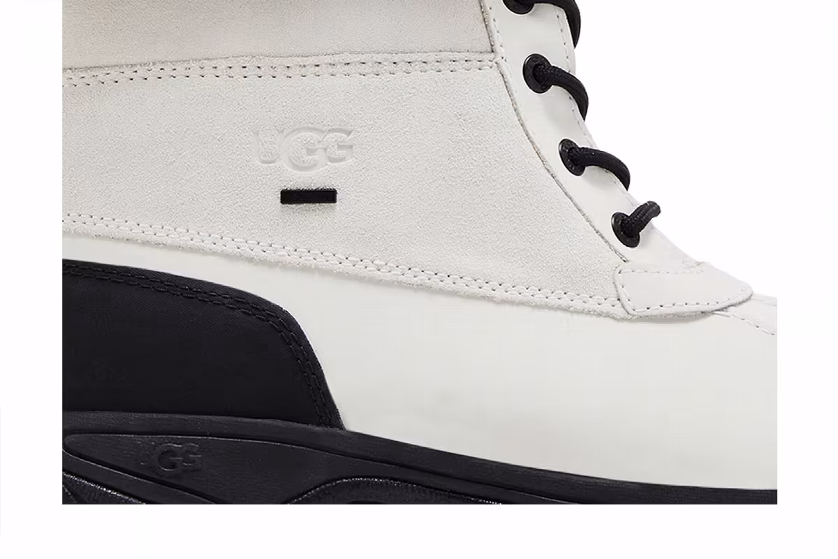UGG Butte Waterproof Leather Snow Boot White Black, view 3