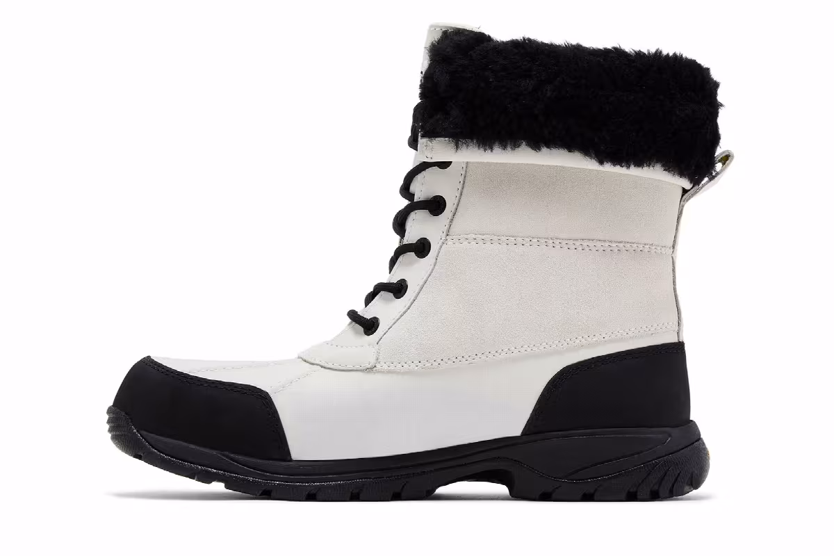 UGG Butte Waterproof Leather Snow Boot White Black, view 4