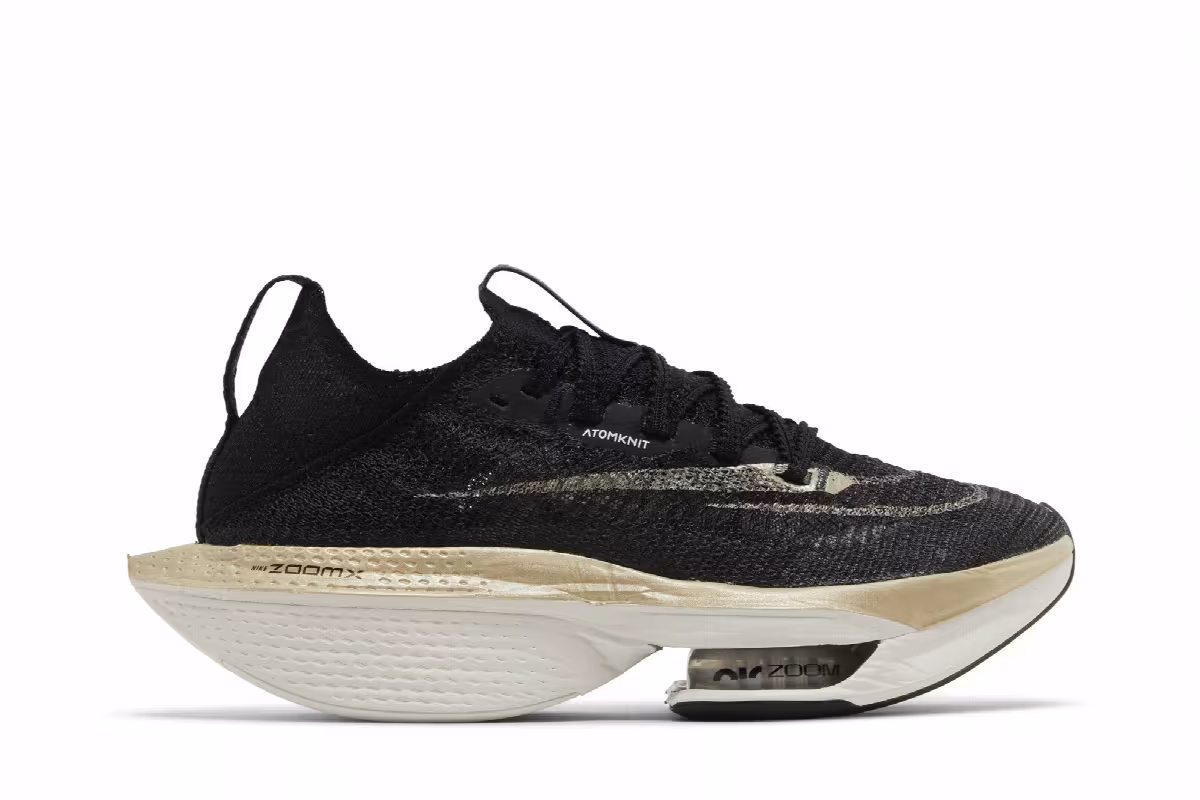 Nike Women's Air Zoom Alphafly NEXT% 2 Black Metallic Gold Grain, view 2