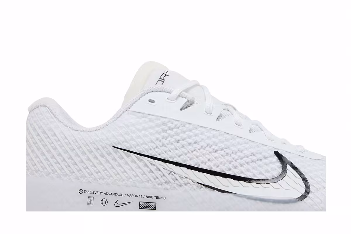NikeCourt Air Zoom Vapor 11 HC White Black, view 3