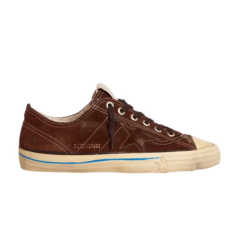 Golden Goose Women's V-Star LTD Dark Brown White Stitching