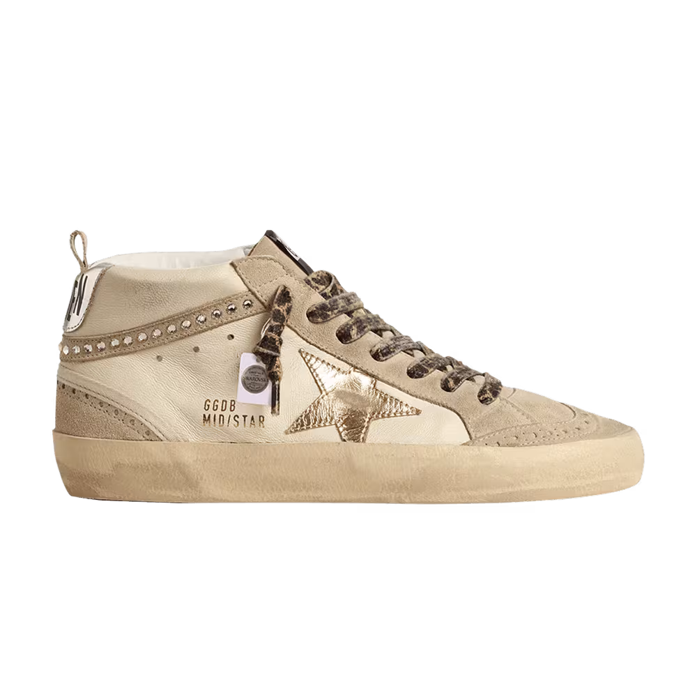 Swarovski x Golden Goose Women's Mid Star Beige Leopard Laces