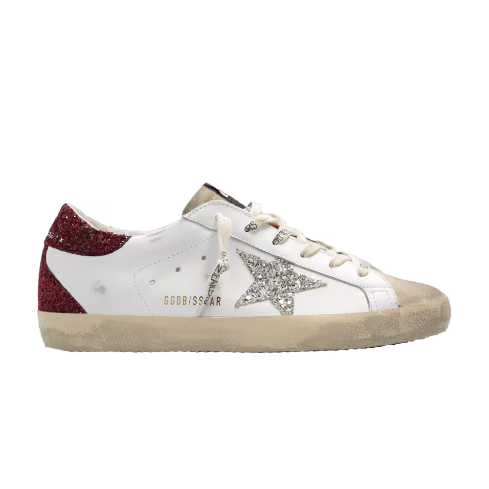 Golden Goose Women's Superstar Bordeaux Silver Glitter