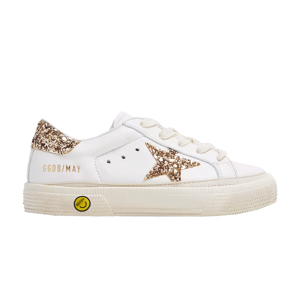 Golden Goose May Kids White Gold Glitter