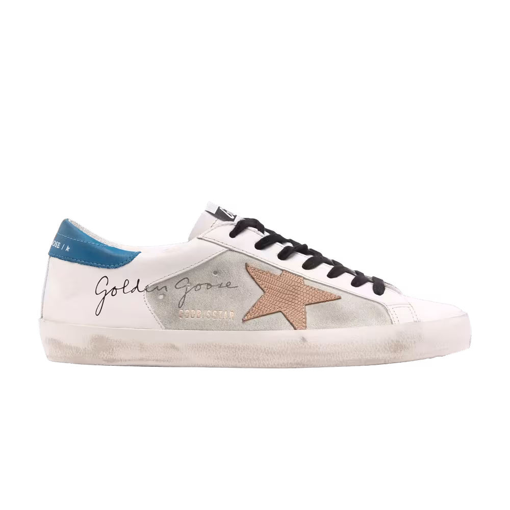 Golden Goose Superstar White Blue Lizard