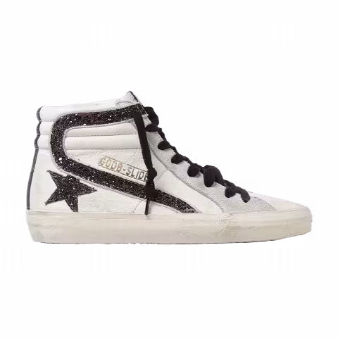 Golden Goose Wmns Slide Sneaker 'White Black Glitter'