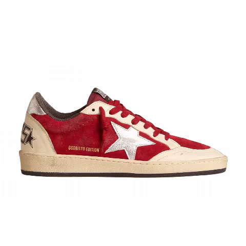 Golden Goose Wmns Ball Star 'Burgundy Silver Metallic'